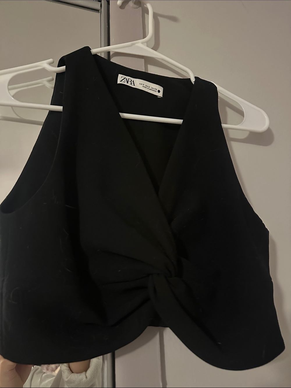 Zara Black Twist-Front Cropped Camisole